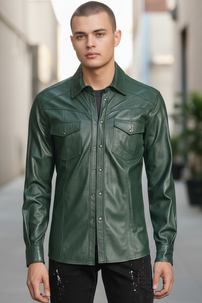 Men's Real Lamb Leather Full Sleeves SLIM FIT Shirt In 8 Colours