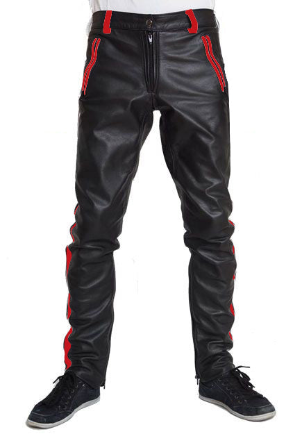 Men's Real Cowhide Leather Pants Bikers Pants 4 Color Options