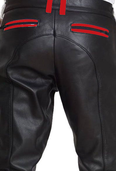 Men's Real Cowhide Leather Pants Bikers Pants 4 Color Options