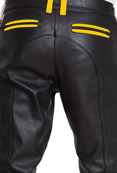 Men's Real Cowhide Leather Pants Bikers Pants 4 Color Options