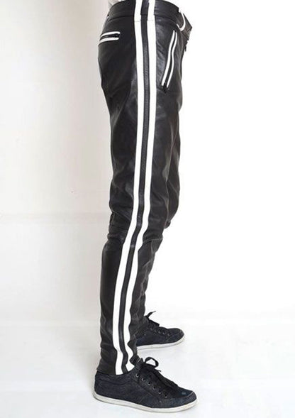 Men's Real Cowhide Leather Pants Bikers Pants 4 Color Options