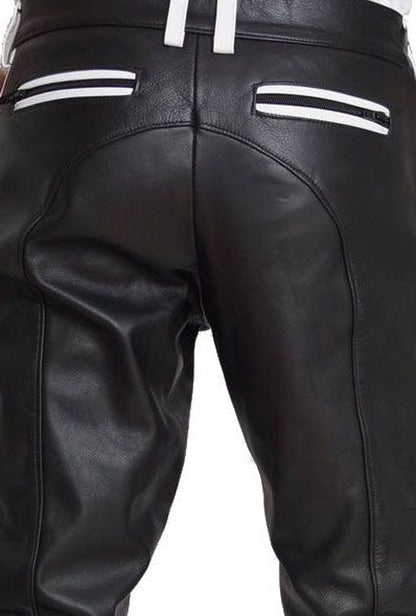 Men's Real Cowhide Leather Pants Bikers Pants 4 Color Options