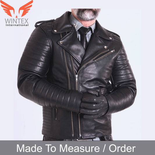 Men’s Real Cowhide Motor Bike Jacket with Quilted Panels – BLUF Motor Bikers Jacket