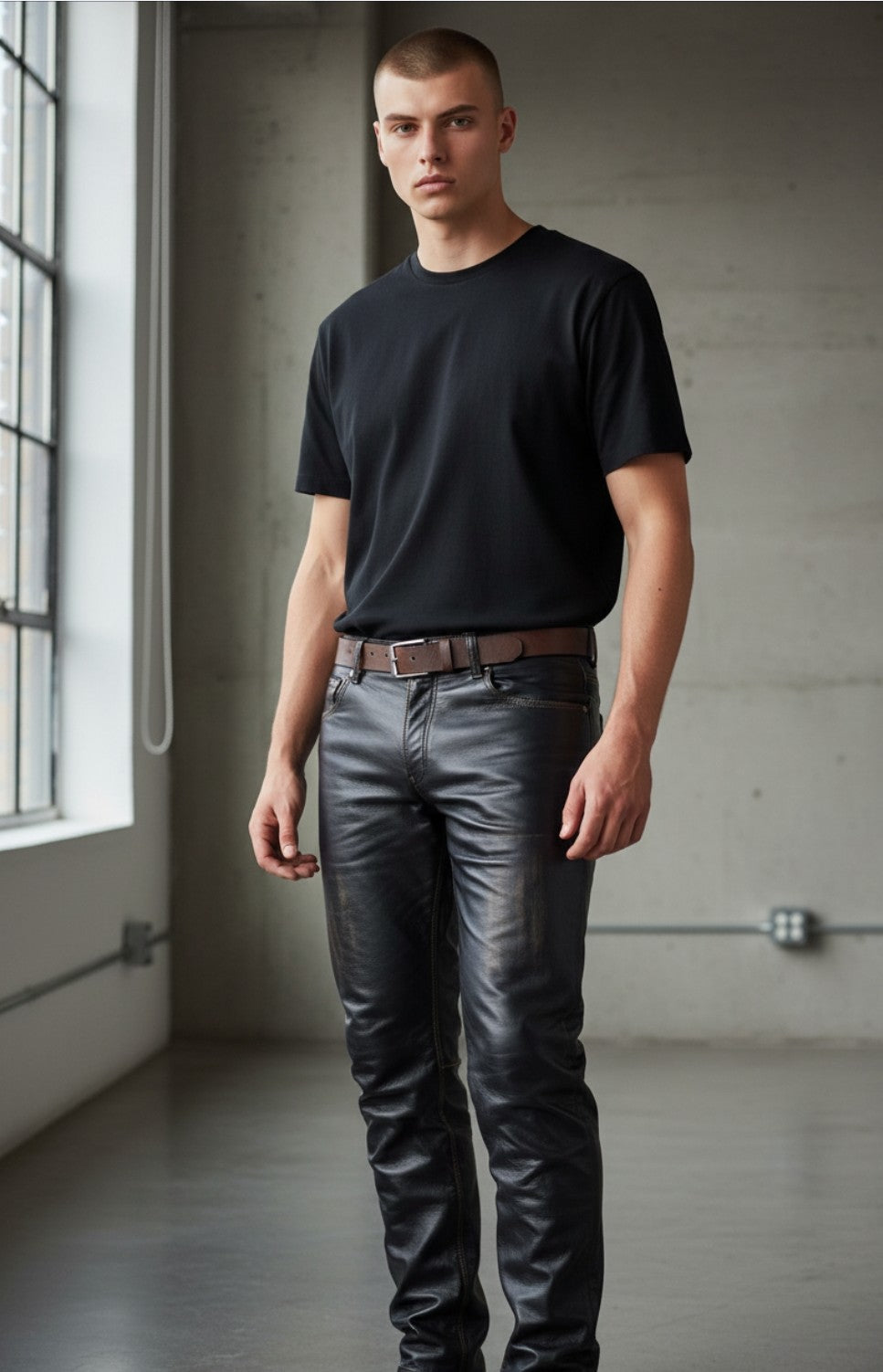 Men's Vintage Leather 5 Pockets Style Bikers Pants / Handmade Bikers Trouser