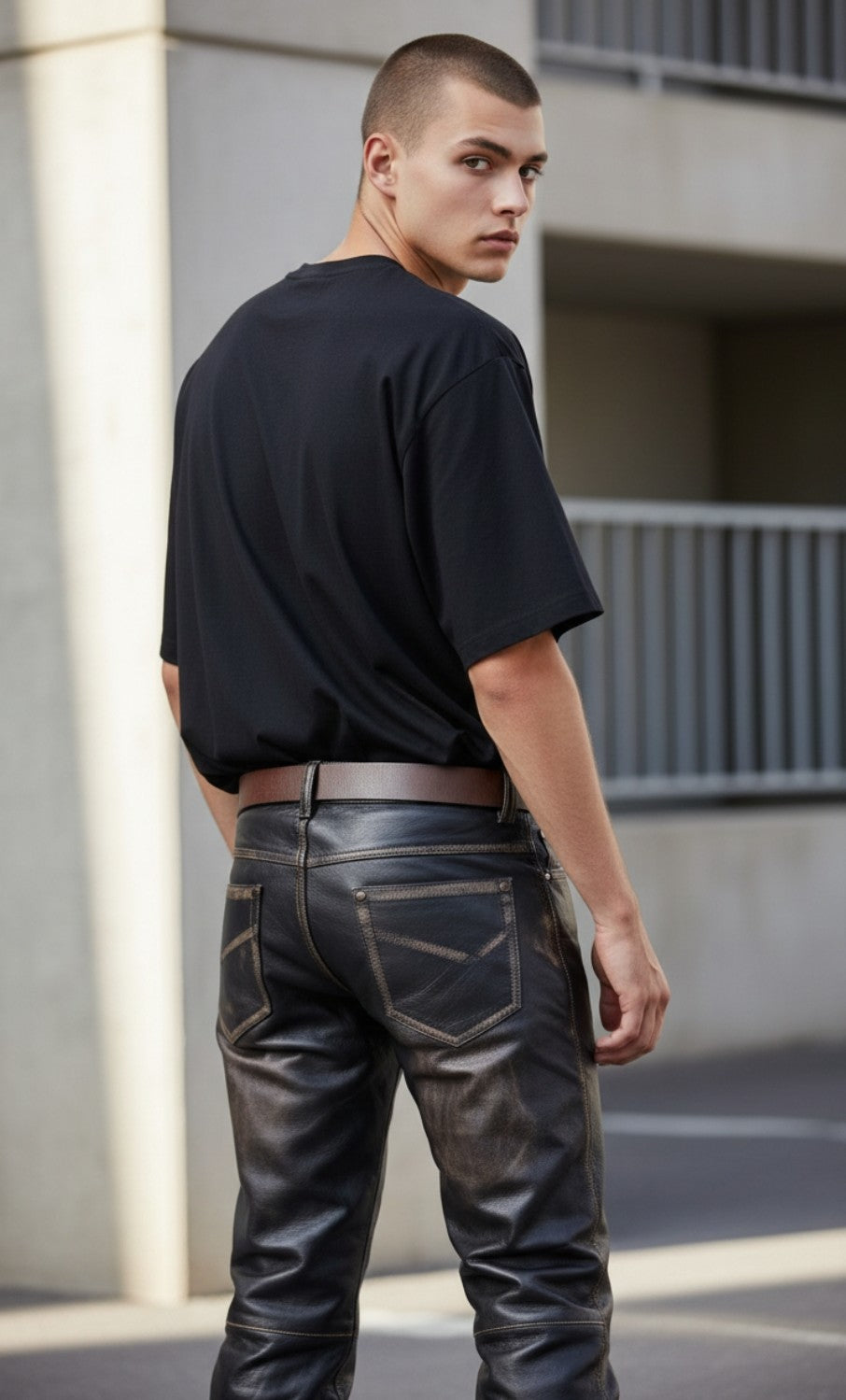 Men's Vintage Leather 5 Pockets Style Bikers Pants / Handmade Bikers Trouser