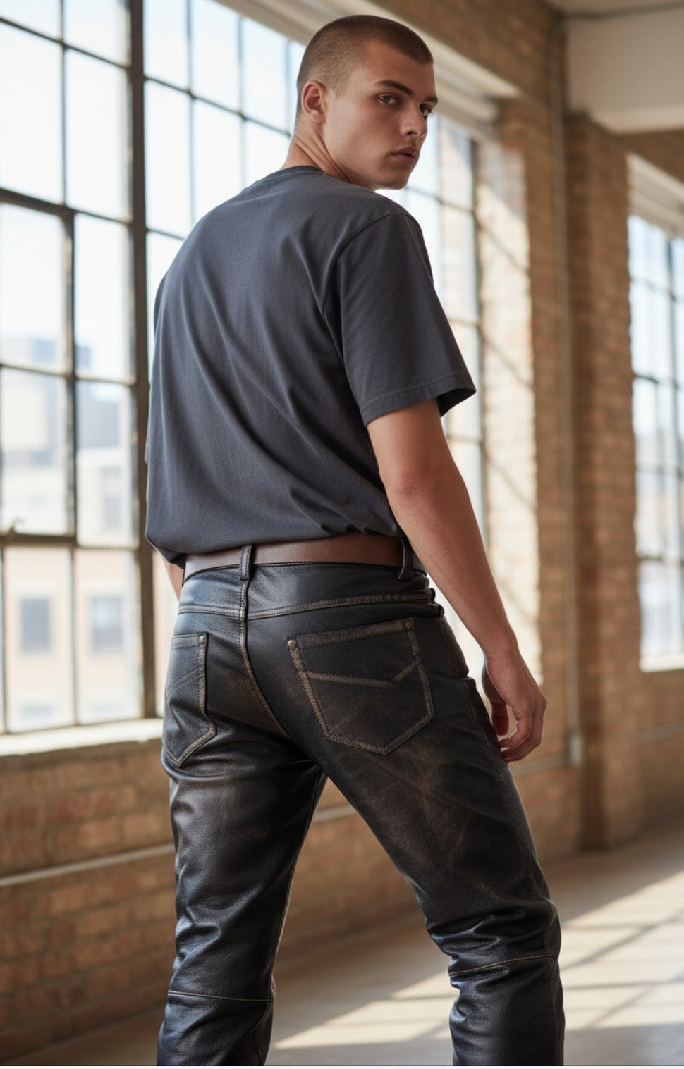 Men's Vintage Leather 5 Pockets Style Bikers Pants / Handmade Bikers Trouser