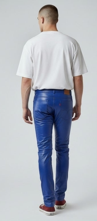 Men’s Real Cow Leather Slim Fit 501 Style Slim Fit Casual / Bikers Pants