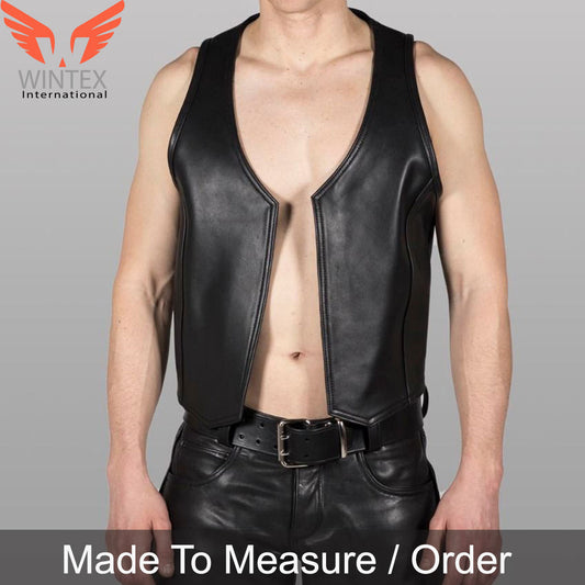 Men’s Cowhide Leather Bartender Vest Leather Bikers Vest