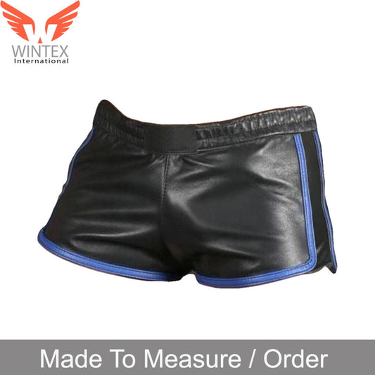 Men’s Real Lamb Leather Gym Shorts Sports Shorts In 5 Colors Piping Option