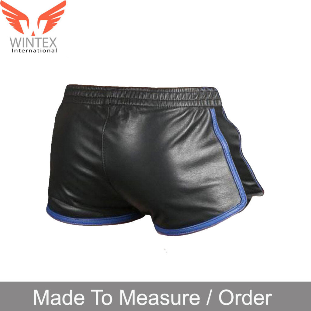Men’s Real Lamb Leather Gym Shorts Sports Shorts In 5 Colors Piping Option