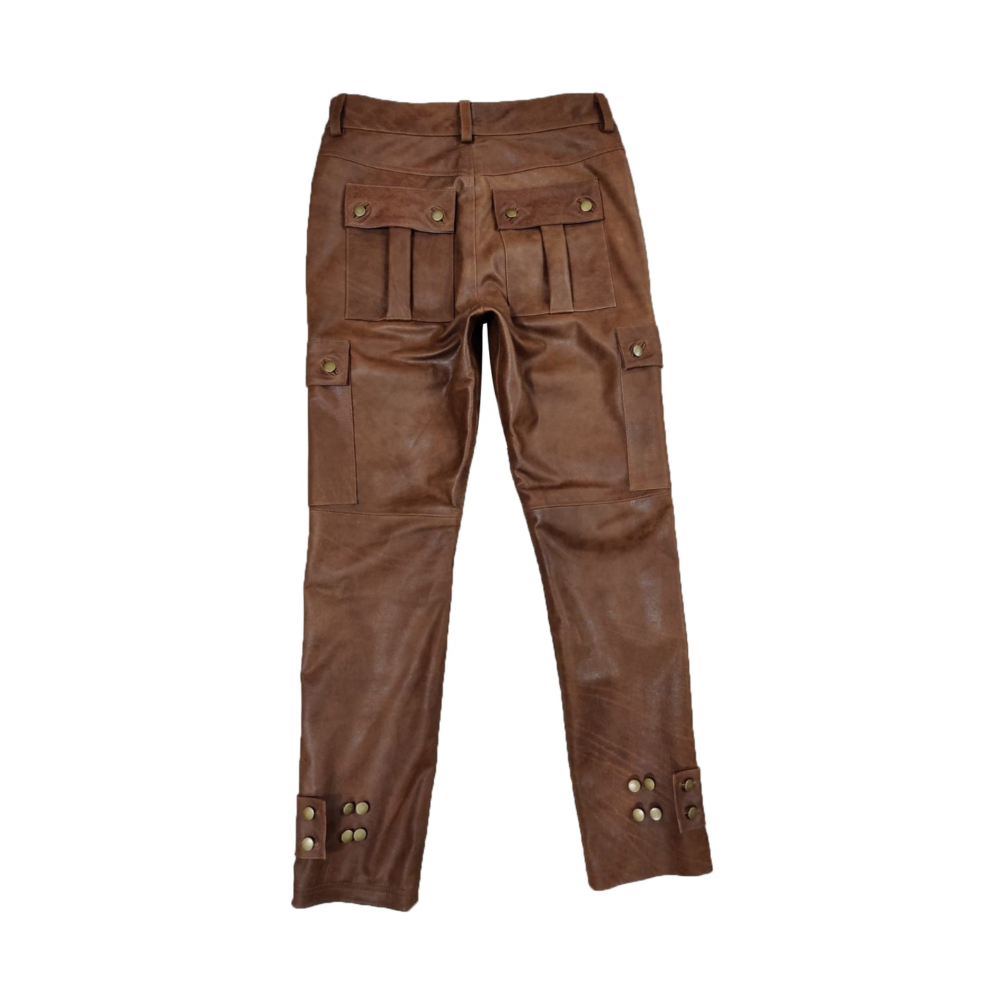 Men's Real Vintage Cowhide Leather Cargo Pants Bikers Pants