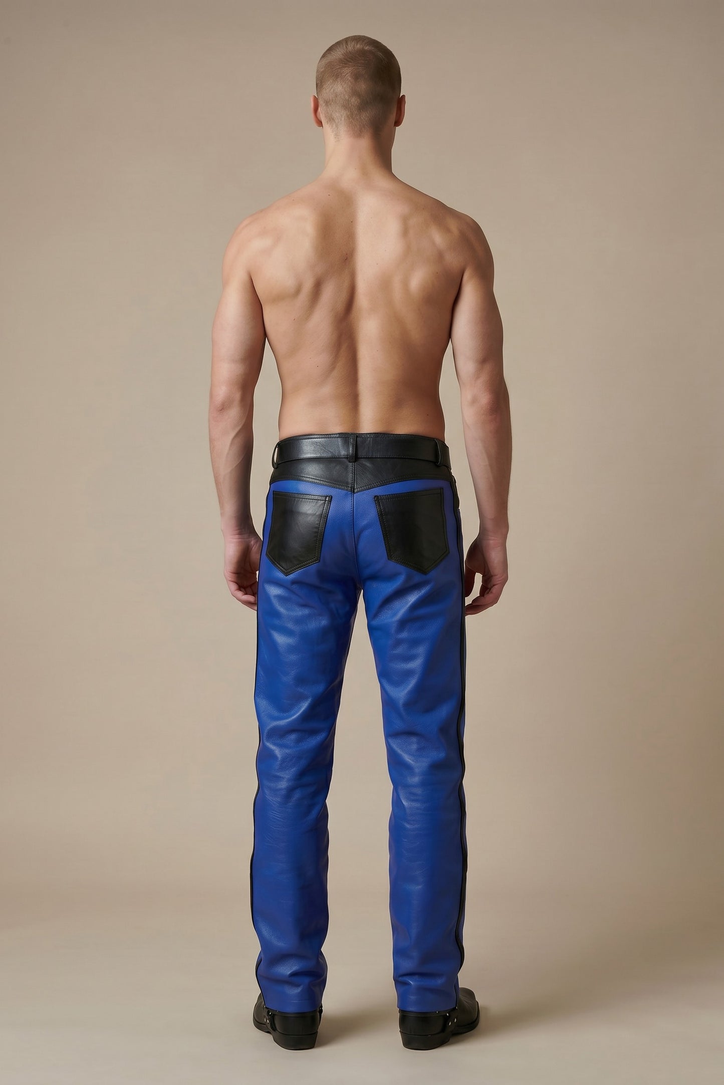 MEN'S REAL LEATHER BIKERS PANTS CLASSIC MOTO FASHION PANTS