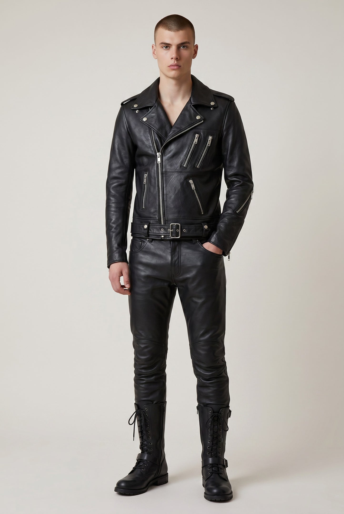 Men's Classic Brando Biker Leather Jacket
