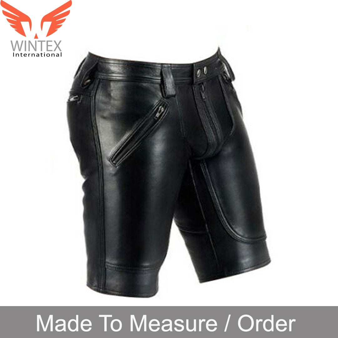 Complete Set – Men’s Real Cow Skin Leather Shirt, Shorts & Wristbands