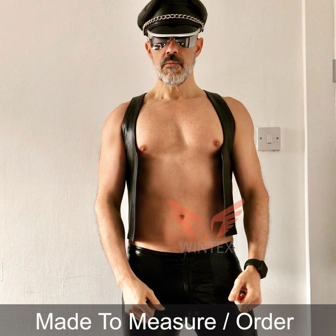 Men’s Real Cowhide Leather Double Sided Wearable Leather Bartender Vest