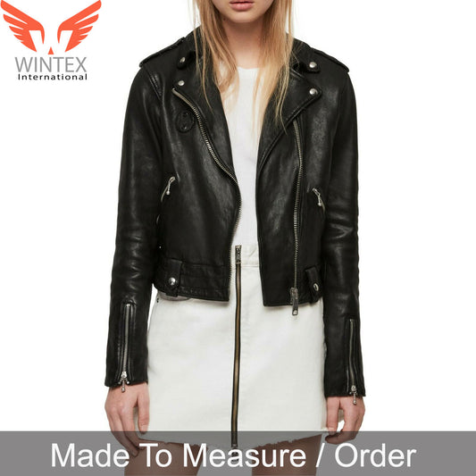 Women’s Real Lamb Leather Bikers Jacket Perfecto Style Bikers Leather Jacket