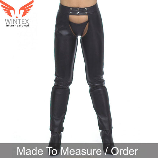 Women’s Real Cowhide Soft Leather Chaps Inside Leg Zipped Leather Chaps