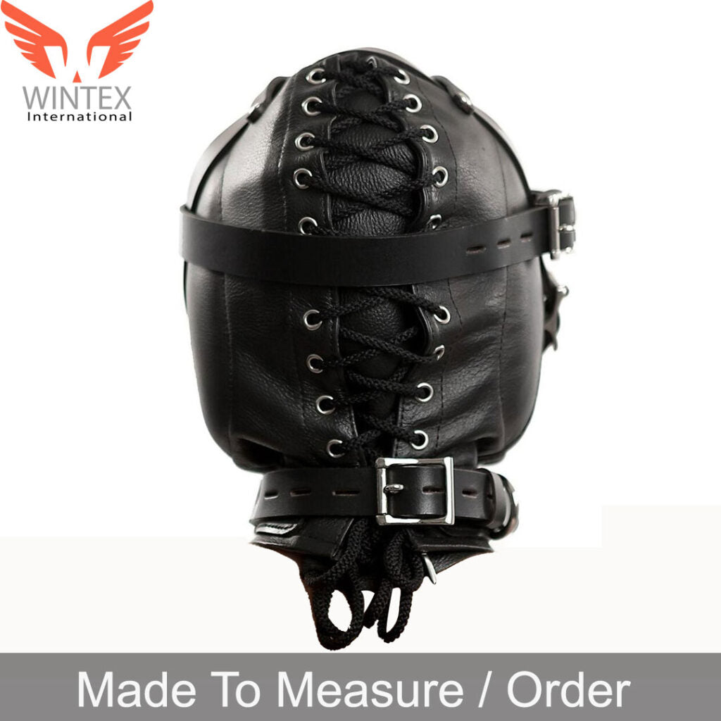 Genuine Leather Sensory Deprivation Locking Mouth Hood – Mask