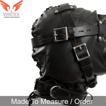 Genuine Leather Sensory Deprivation Locking Mouth Hood – Mask