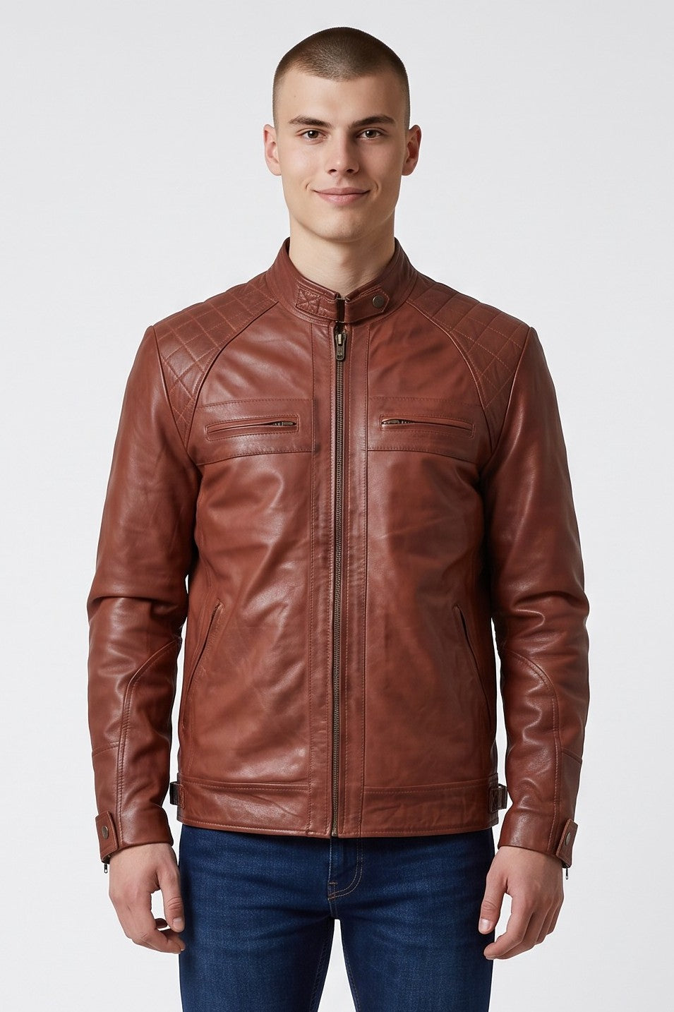 Men's Hand-Waxed Sheep Leather Cafe Racer Jacket