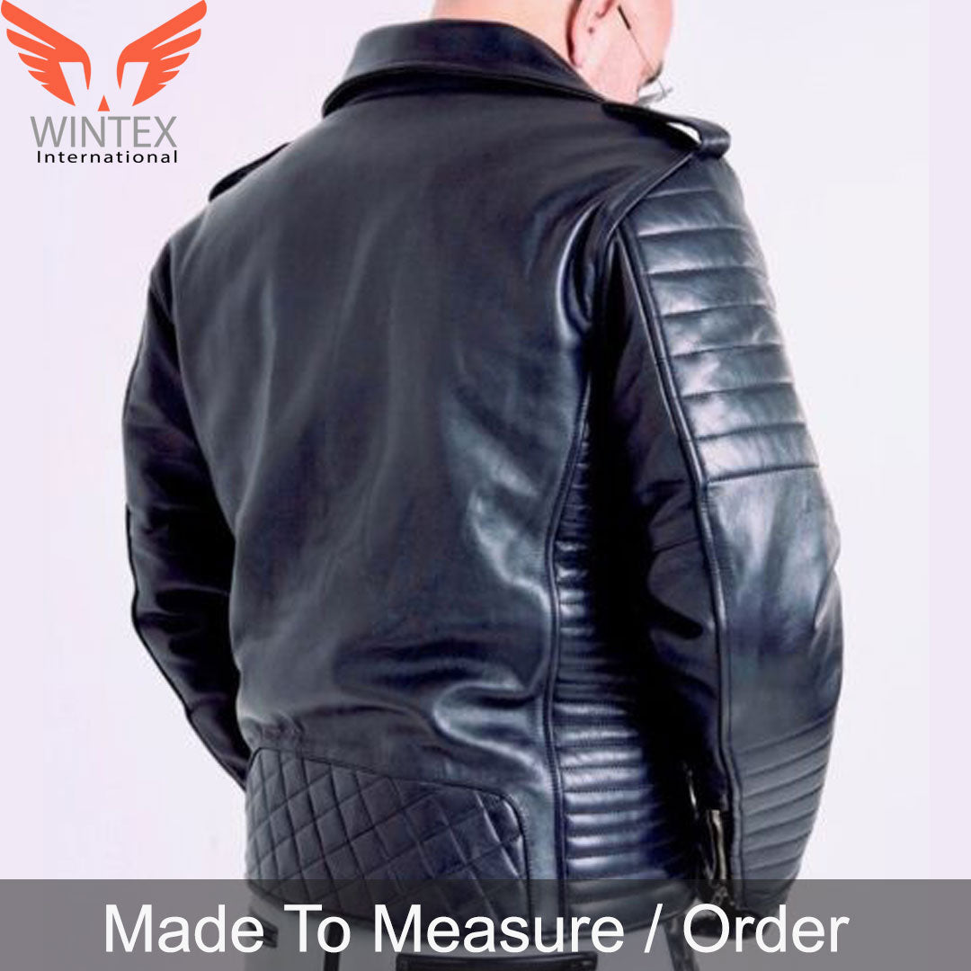Men’s Real Cowhide Motor Bike Jacket with Quilted Panels – BLUF Motor Bikers Jacket
