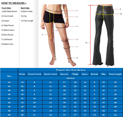 Women Real Lamb Leather 5 Pockets Levi's Style Slim Fit Pants With Side Buckles